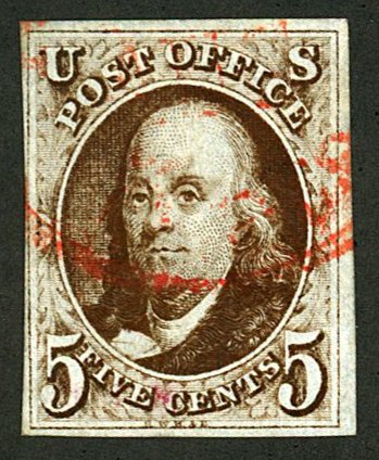 U.S. #1 USED WITH PF CERT RED TOWN CANCEL