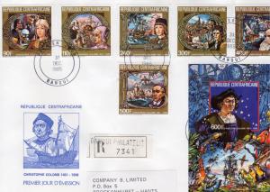 Central African 1985 Christopher Columbus 5 Covers travel from Bangui to England