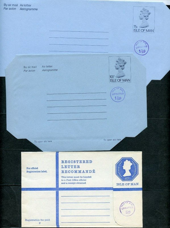 ISLE OF MAN  LOT  OFFICIAL REGISTERED LETTER POSTAL ENVELOPES ETC MINT & USED 