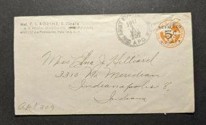 1947 US Army APO 757 Airmail Cover to Indianapolis IN Revalued Overprint