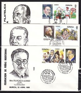 Spain, Scott cat. 2319-2324. Composers of Operettas issue. 3 First day covers. ^