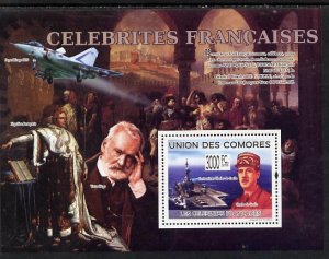 Comoro Islands 2009 DE GAULLE NAPOLEON VICTOR HUGO AIRCRAFT s/s Perforated Mint