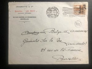 1916 Bruxelles Belgium German Occupation Advertising Cover Domestic used