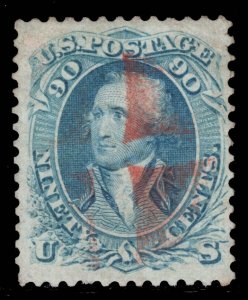 MOMEN: US STAMPS # 72 USED RED CANCEL $750 LOT #16390-24