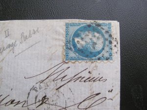 FRANCE USED 1853-60 SC 16 ON A PIECE ROULETTED VF $150+ (164)