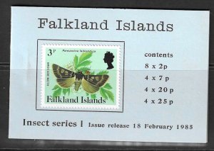 FALKLAND ISLANDS SGSB6 1985 INSECT SERIES 1  BOOKLET MNH