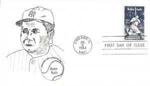 #2046 FDC, 20c Babe Ruth, VKL (D-1190)