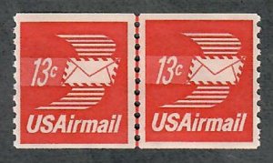 C83 Winged Envelope MNH coil line pair