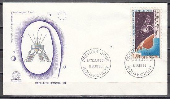 Mauritania, Scott cat. C52. D-1 Satellite & Rocket issue. First day cover.