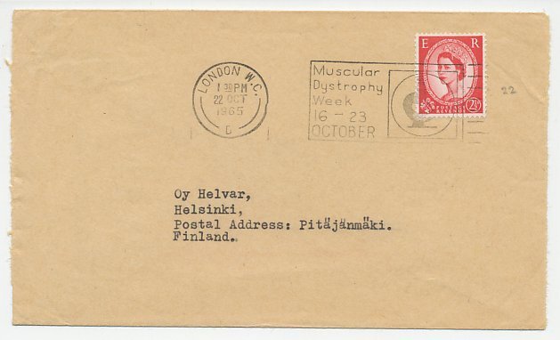 Cover / Postmark GB / UK 1965 Muscular dystrophy - Microscope