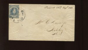 Confederate States 2 Used on Ornate Ladies Cover Savannah to Natchez (LV 1237)