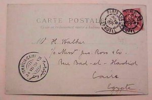 EGYPT HOTEL OSMALIA CAIRO 1901 TO CAIRE FROM PARIS