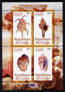 CONGO B. - 2012 - Shells - Perf 4v Sheet - MNH - Private Issue