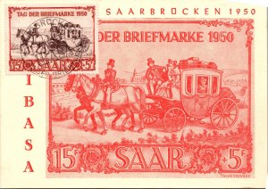 1950 Saarbrucken Saar Germany Postal Stamp Day Ibasa Picture Postcard Cover