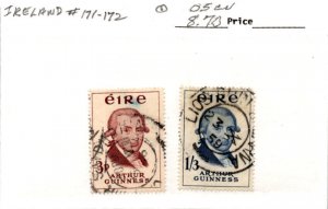 Ireland, Postage Stamp, #171-172 Used, 1959 Arthur Guinness (AC)