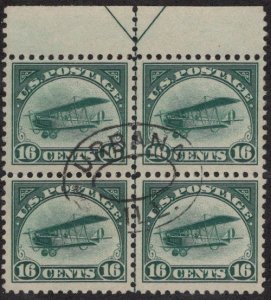 USA SC #C2 U B4 1918 16c Jenny Margin B4/Arrow Top URBANA, ILL. CV $180.00