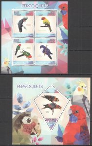 2014 Parrots Birds Fauna Kb+Bl Mnh Pe514