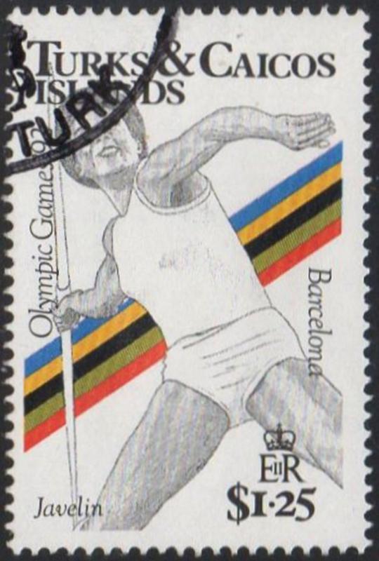 Turks & Caicos Islands 1991 $1.25 Javelin (Olympic Games, Barcelona) used