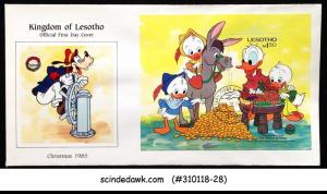 LESOTHO - 1985 CHRISTMAS / DISNEY DONALD DUCK - M/S - FDC