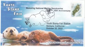 22-328, 2022, Youth Stamp Fair, Event Cover,National Marine Sanctuaries, Otters,