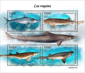 NIGER - 2023 - Sharks - Perf 4v Sheet - Mint Never Hinged