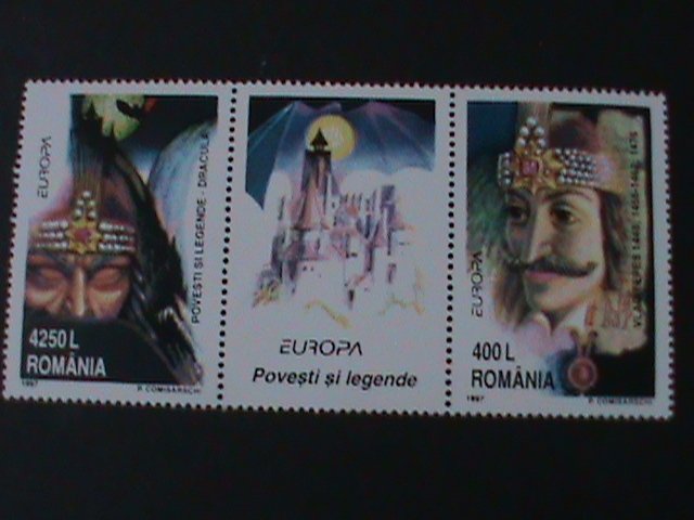 ​ROMANIA-1997-SC#4158a-EUROPA-DRACULA-STRIP STAMP-MNH VF WE SHIP TO WORLDWIDE