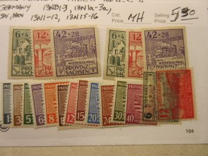 GERMANY Scott 13N1-12, 13N15-6, 13NB1-3, 13NB1a-3a MINT HINGED Cat $5.30