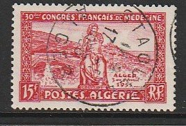 1955 Algeria - Sc 262 - used VF - single-Aesculaplus Statue,  El Katter Hospital