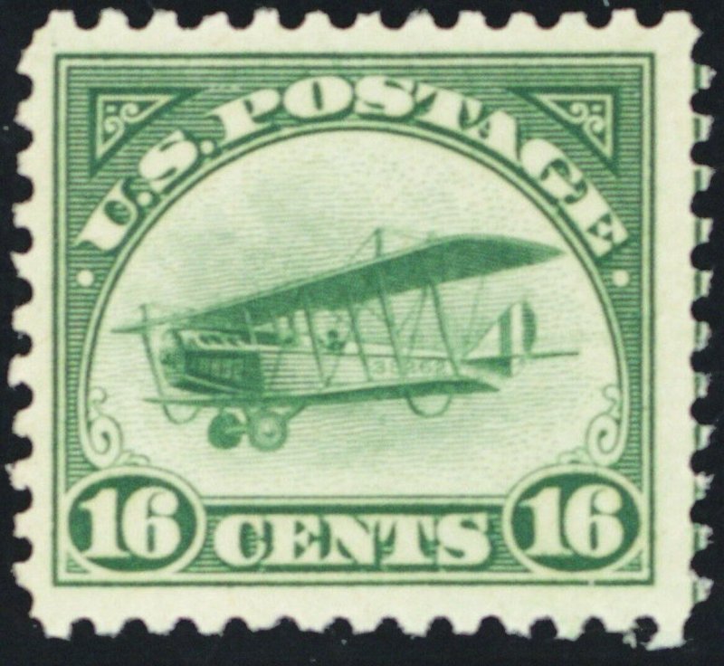 C2, Mint FVF NH 16¢ Jenny Airplane Stamp SCV $120 - Stuart Katz