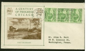 #728 3 of CENTURY of  PROGRESS FDC CHICAGO 5/25/33 PLANTY 728-2A BERT CACHET