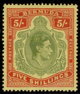 BERMUDA GVI SG118e, 5s green & red/pale yellow, M MINT. Cat £50.