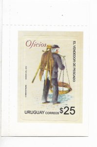 URUGUAY 2010 JOBS WORKERS FISHERMAN SELLER 1 VALUE SELF ADHESIVE UNUSED