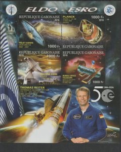 GABON - 2016 - Space Exploration, 50th Anniv -Perf 4v Sheet #4-MNH-Private Issue