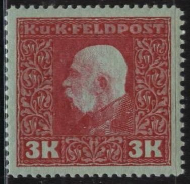 Austria M45 (mlh) 3k Franz Josef I, car on grn paper (1915)