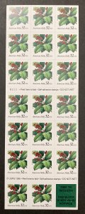 U.S. 1997 #3177a Booklet Pane, Holly, MNH.