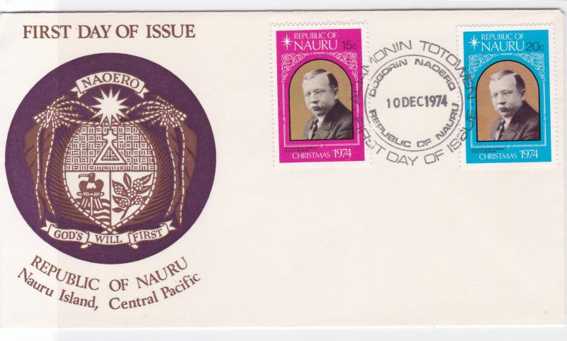 nauru island 1974 fdc  stamps cover ref r16248