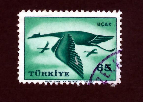 Turkey 1959 Scott C32 used - 65k, Birds, Cranes