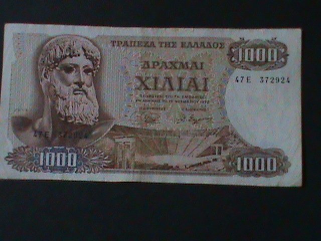 ​GREECE-KINGDOM-1970-BANK OF GREECE-$1000 DRACHMAI-.CIR-VF-54 YEARS OLD