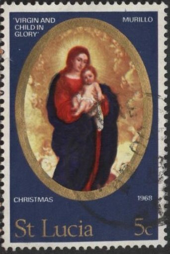 Saint Lucia 237 (used) 5c “Virgin & Child in Glory” by Murillo (1968)