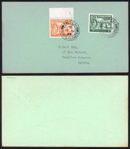 Turks and Caicos KGVI 1/2d and 2 1/2d on Cover Salt Cay Pmk