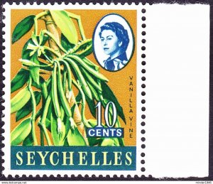 SEYCHELLES 1962 QEII 10 cents Multicoloured Gutter SG197 MNH