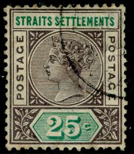 MALAYSIA - Staits Settlements SG103, 25c purple-brown & green, used.