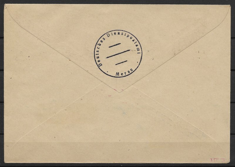 German Empire: 1944 Dienstpost Cover Meran (Alpenvorland)