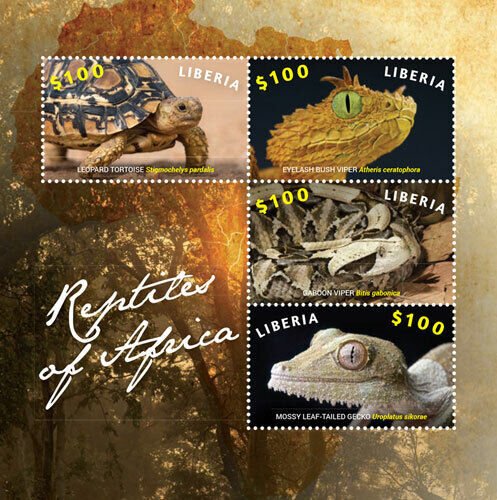 Liberia - 2015 - REPTILES OF AFRICA - Sheet of 4 Stamps - MNH