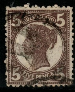 QUEENSLAND SG247 1906 5d DULL BROWN USED 