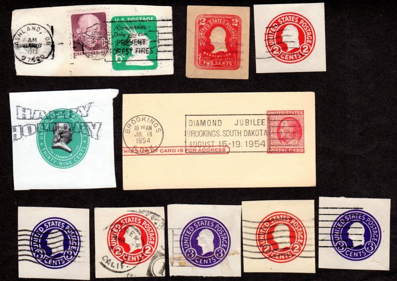 USA, Cut Squares, Lot of 10 used cut squares.  Lot 230811 -42