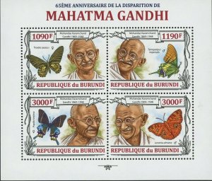 Mahatma Gandhi Stamp Butterflies Tides Aecus Papilio Krishna S/S MNH #3198-3201