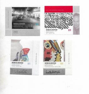 ARGENTINA 2007 CONTEMPORARY ART ARTIST SET OF 4 VALUES MINT NH