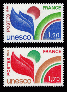 France official 1978 Sc 2O18, 2O20 MNH XF UNESCO