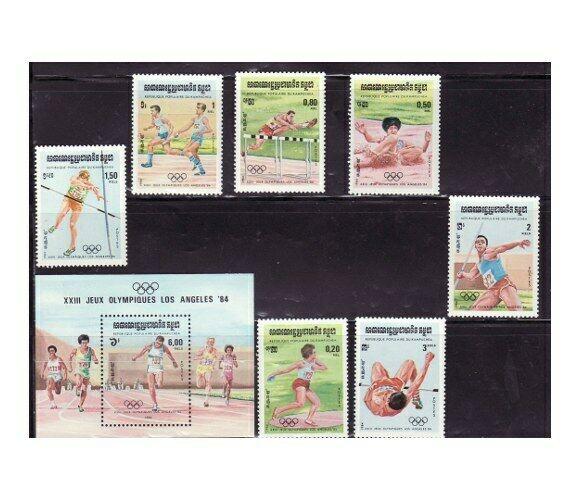 Cambodia - Olympic Games on Stamps - 7 Stamp & S/S Set  488-95